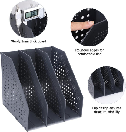 Collapsible Magazine File Holder, 2 Vertical Compartments