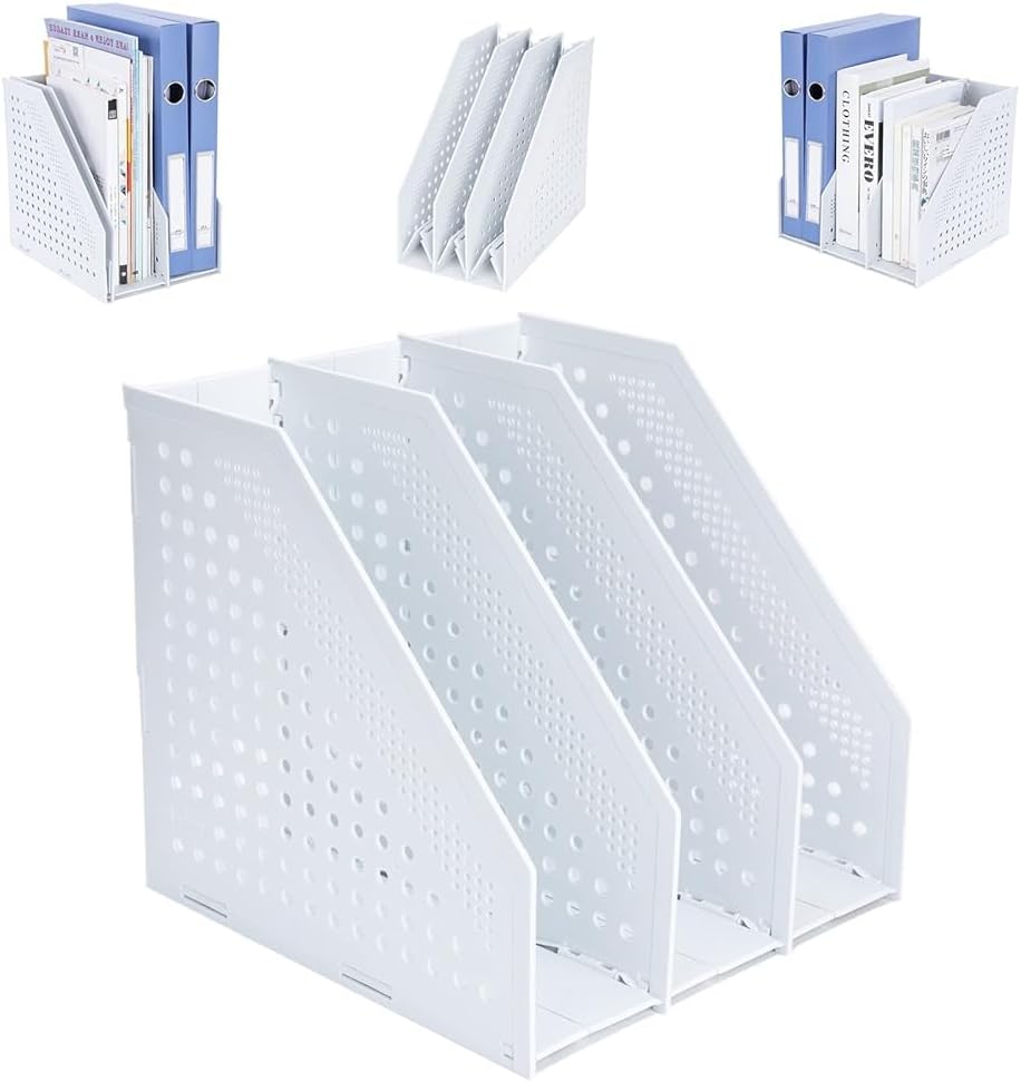 Collapsible Magazine File Holder, 2 Vertical Compartments