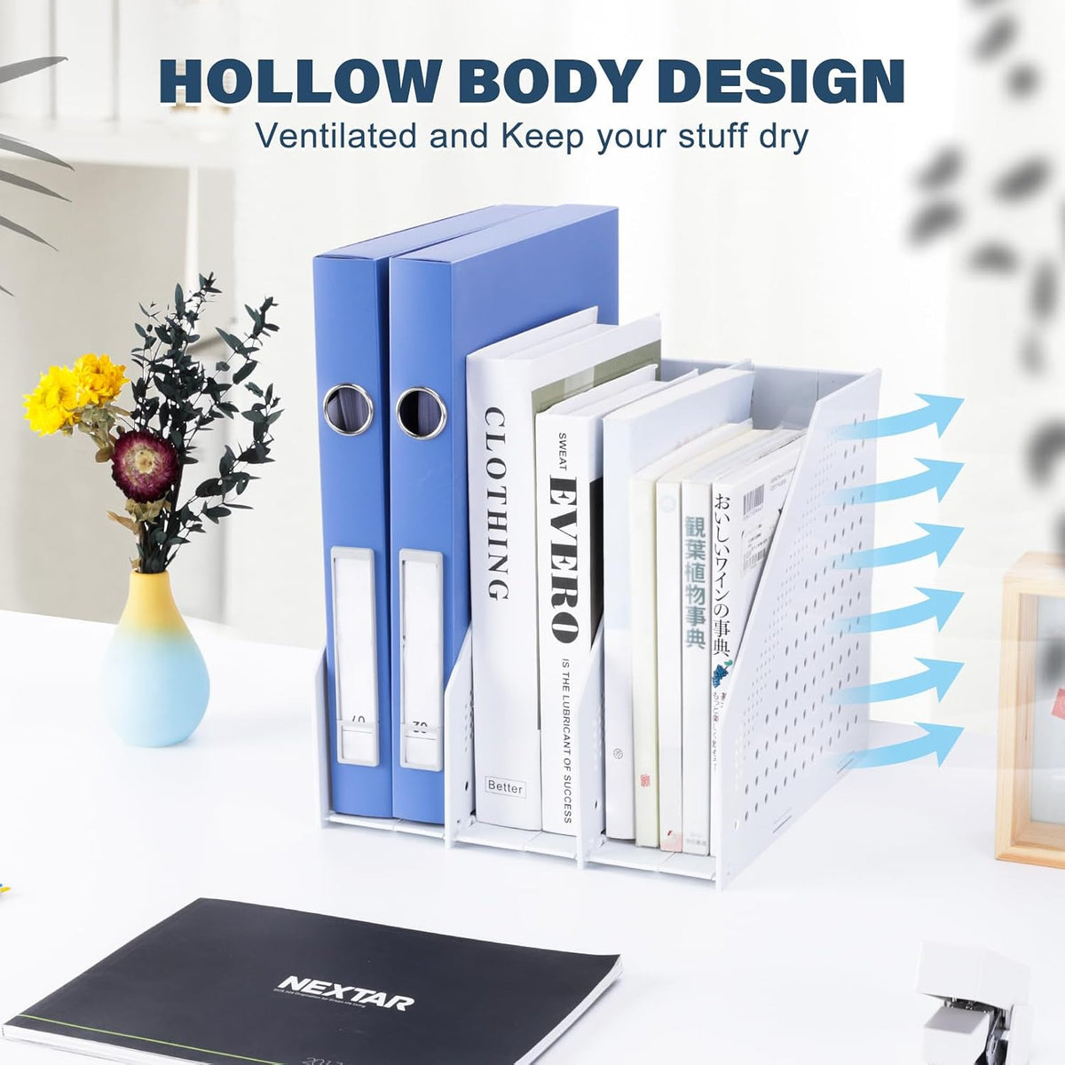 Collapsible Magazine File Holder, 2 Vertical Compartments