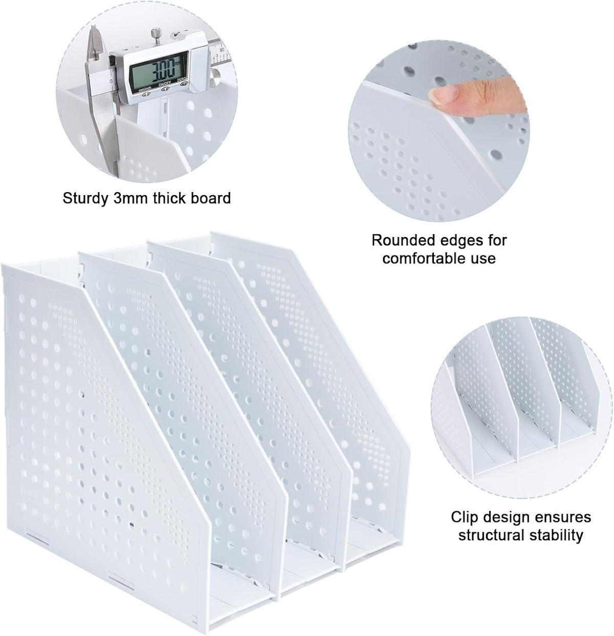 Collapsible Magazine File Holder, 2 Vertical Compartments