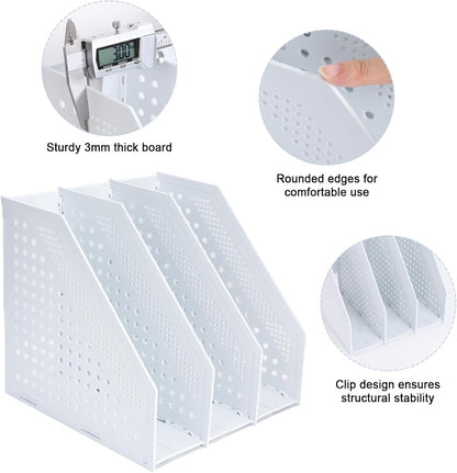 Collapsible Magazine File Holder, 2 Vertical Compartments