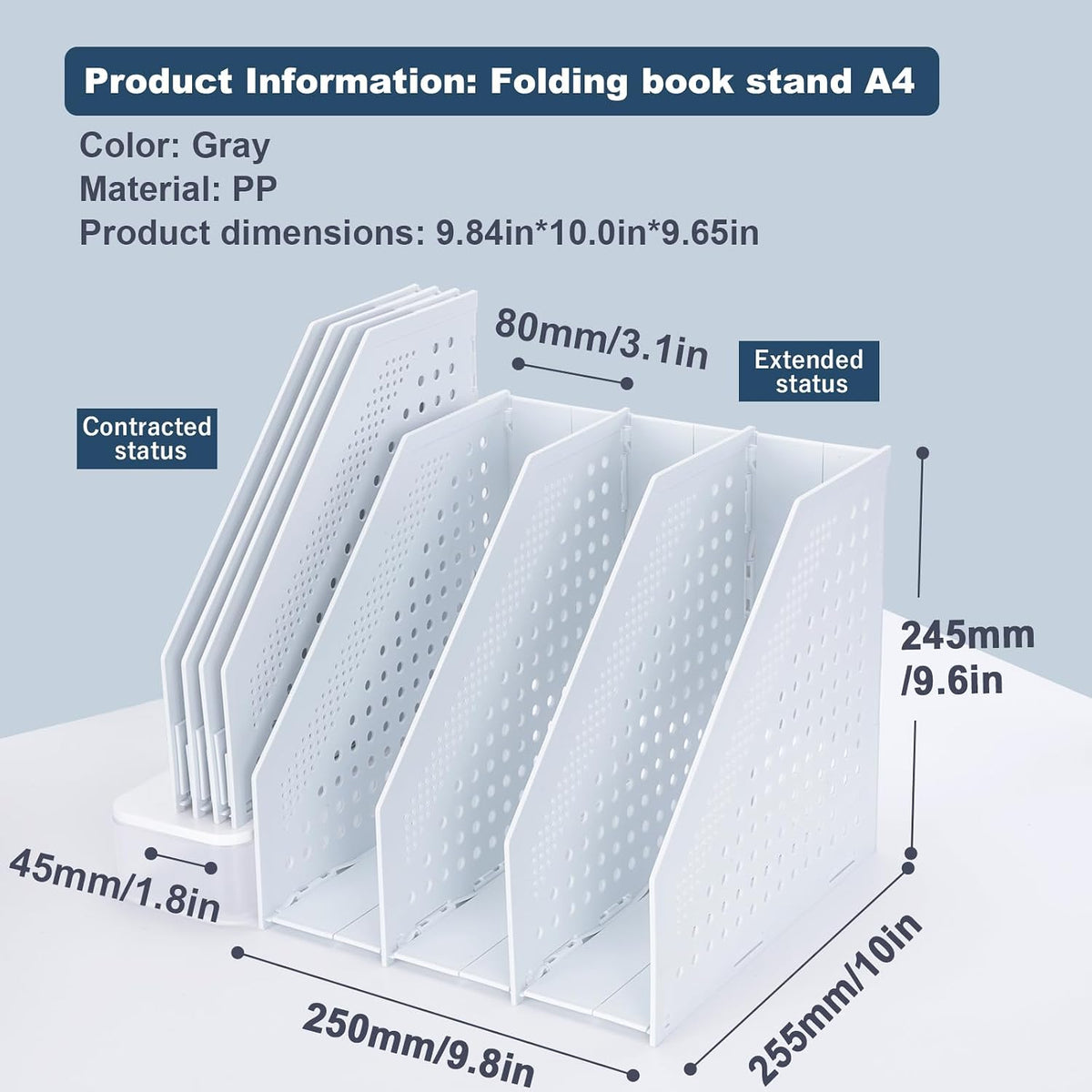Collapsible Magazine File Holder, 2 Vertical Compartments