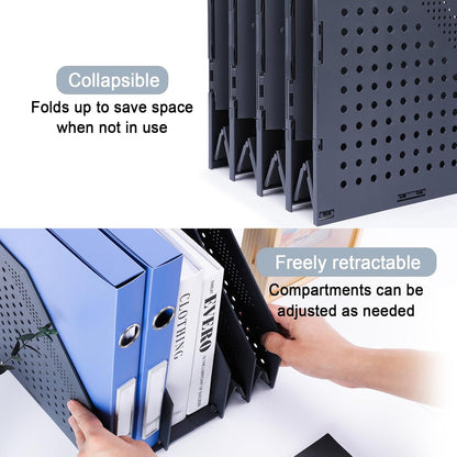 Collapsible Magazine File Holder, 2 Vertical Compartments