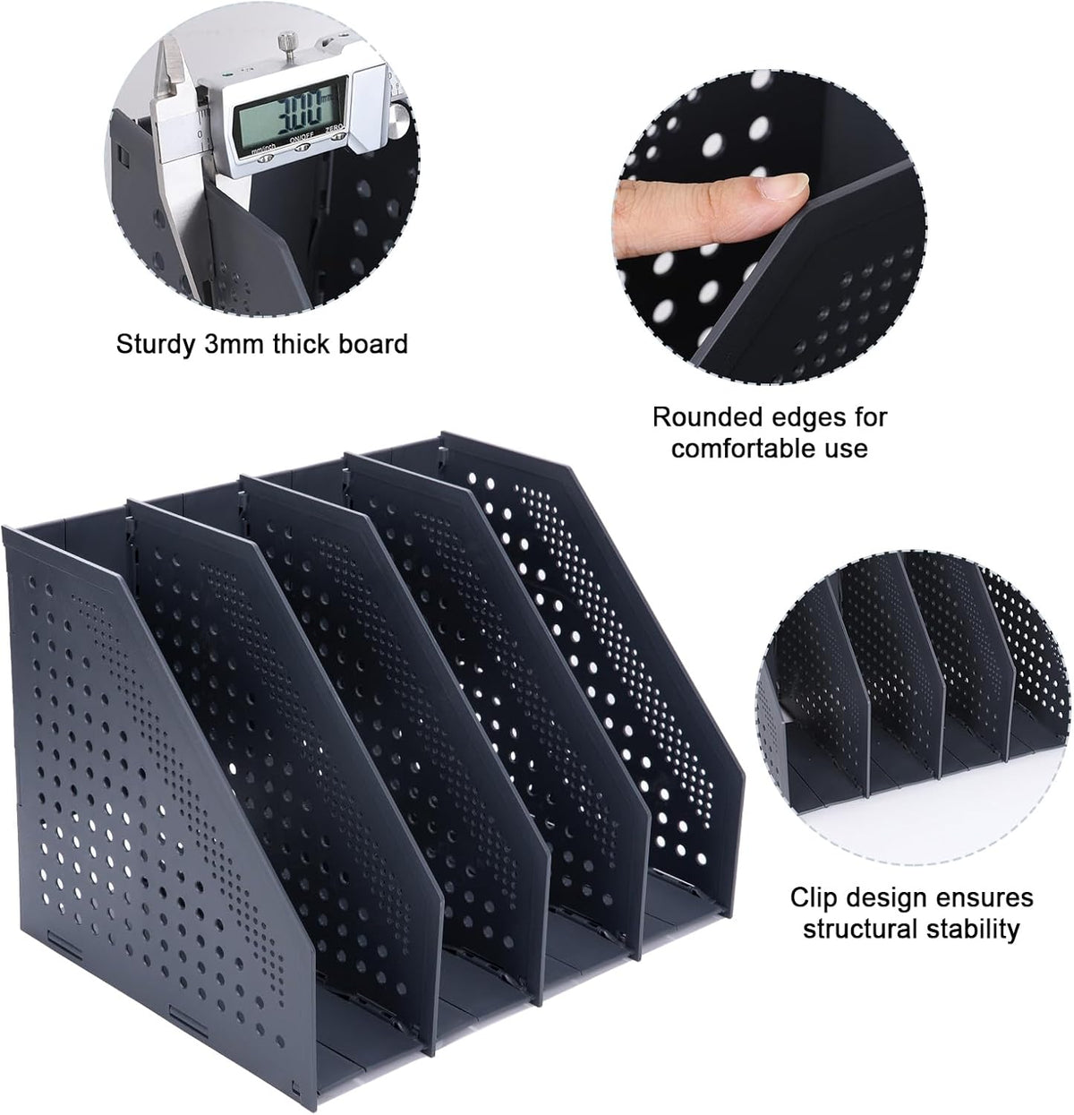 Collapsible Magazine File Holder, 2 Vertical Compartments