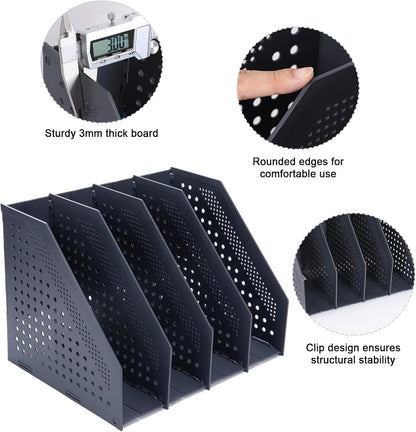 Collapsible Magazine File Holder, 2 Vertical Compartments