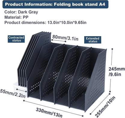 Collapsible Magazine File Holder, 2 Vertical Compartments