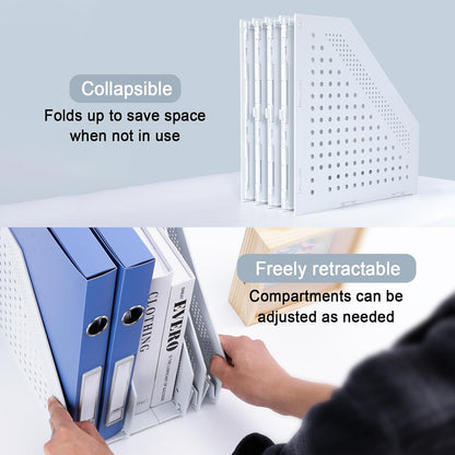 Collapsible Magazine File Holder, 2 Vertical Compartments