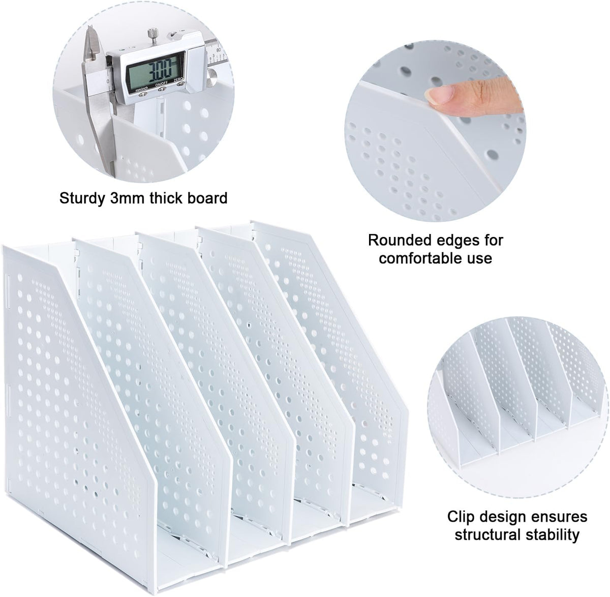 Collapsible Magazine File Holder, 2 Vertical Compartments