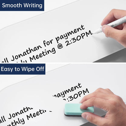 TSJ OFFICE Glass Desktop Whiteboard - 17 X 7 Inches Black Board Blue Light