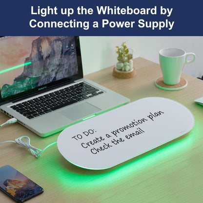 TSJ OFFICE Glass Desktop Whiteboard - 17 X 7 Inches Black Board Blue Light