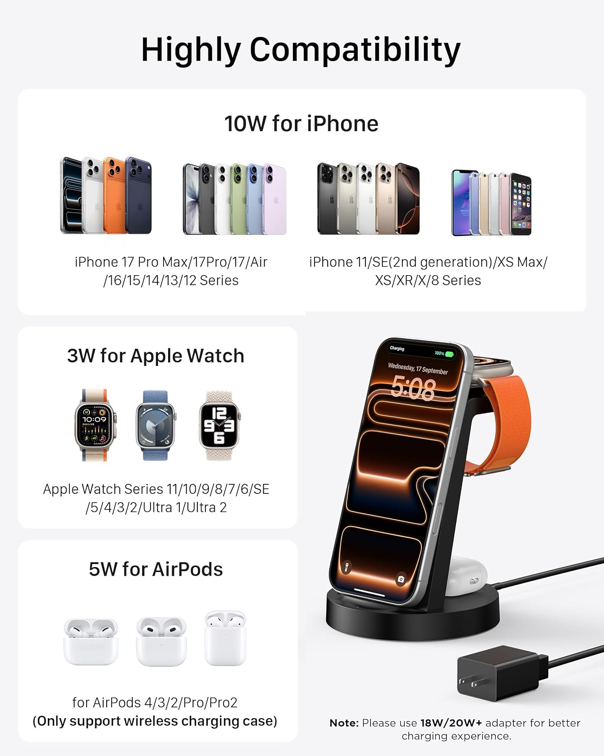 Anlmz 3 in 1 Charging Station - for Apple Multiple Devices