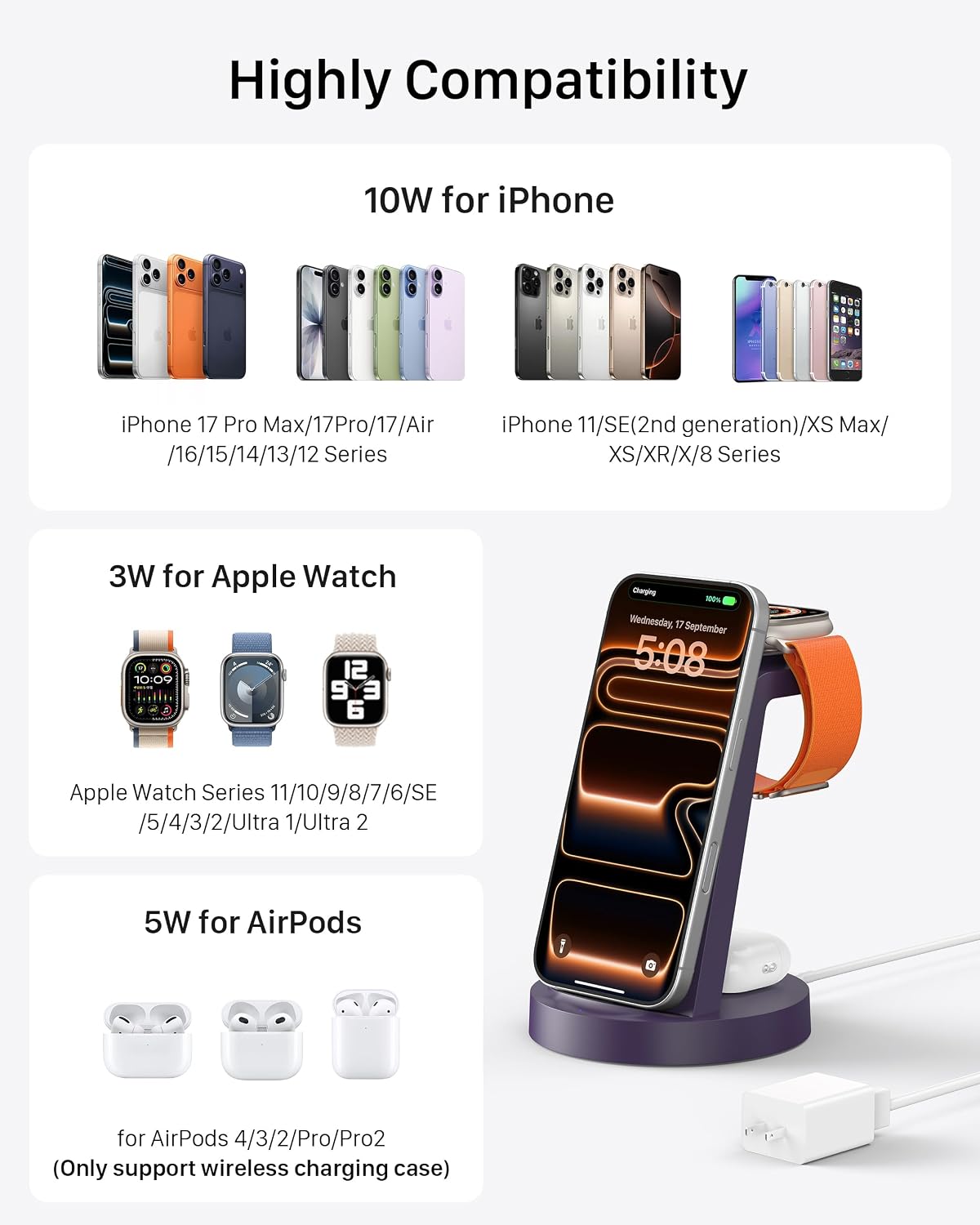 Anlmz 3 in 1 Charging Station - for Apple Multiple Devices