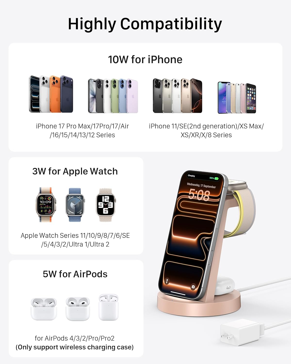 Anlmz 3 in 1 Charging Station - for Apple Multiple Devices