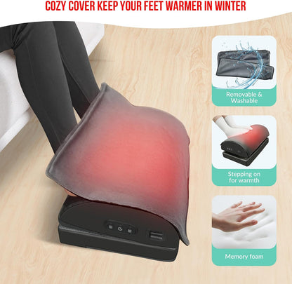 Heated Foot Rest Under Desk, Ergonomic Footrest with Vibration