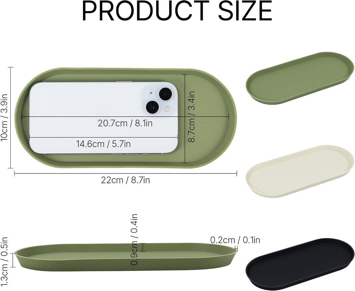 Silicone Vanity Tray, 8.66" x 3.94",Green