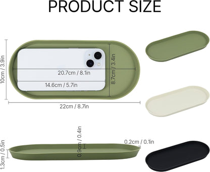 Silicone Vanity Tray, 8.66" x 3.94",Green