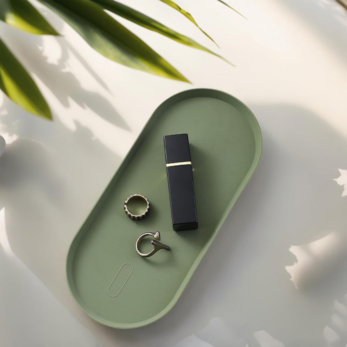 Silicone Vanity Tray, 8.66" x 3.94",Green
