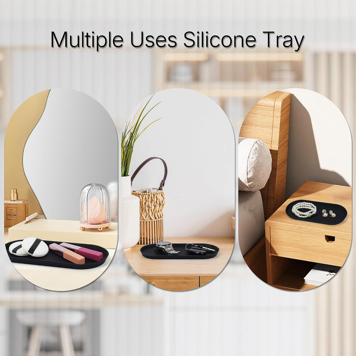 Silicone Vanity Tray, 8.66" x 3.94",Green