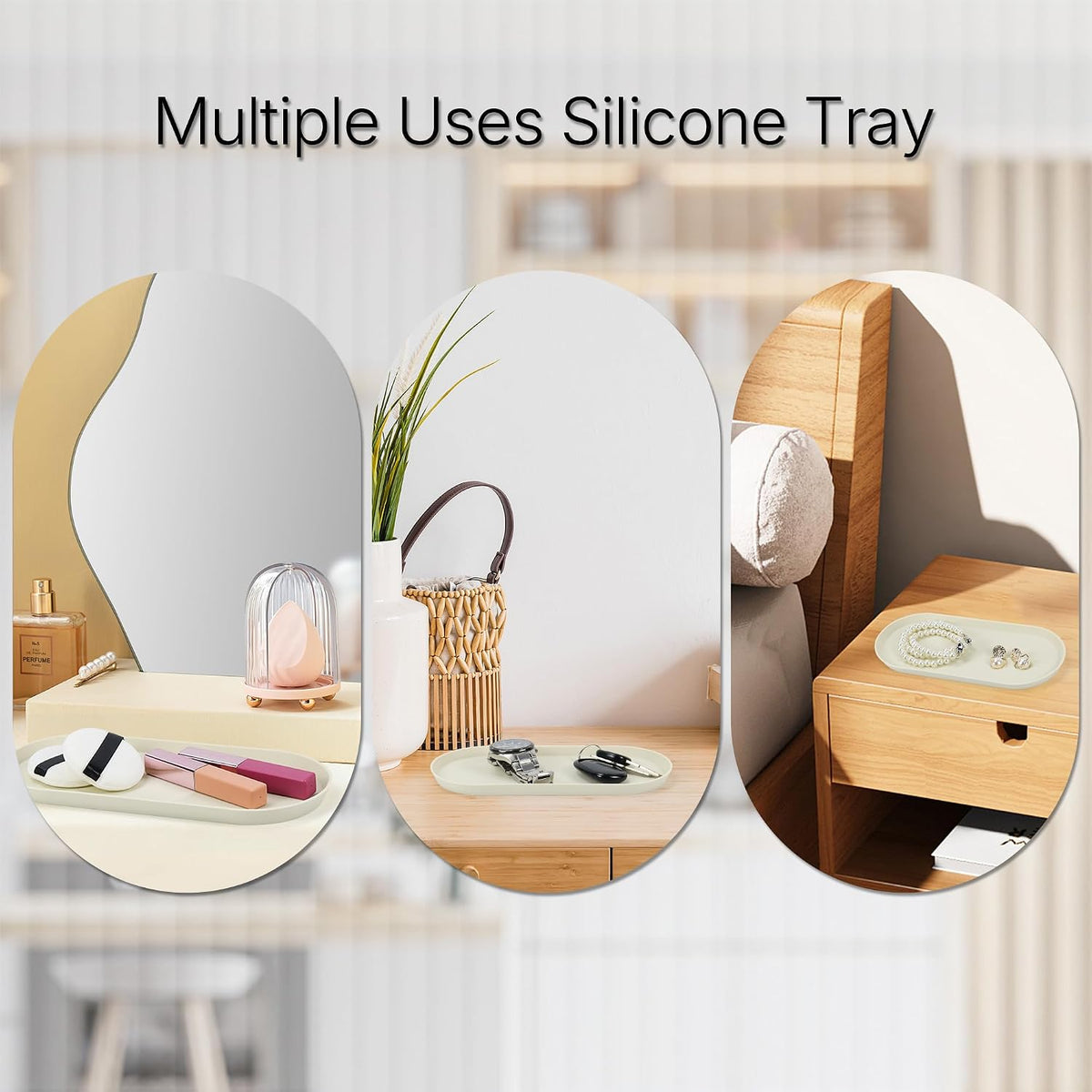 Silicone Vanity Tray, 8.66" x 3.94",Green