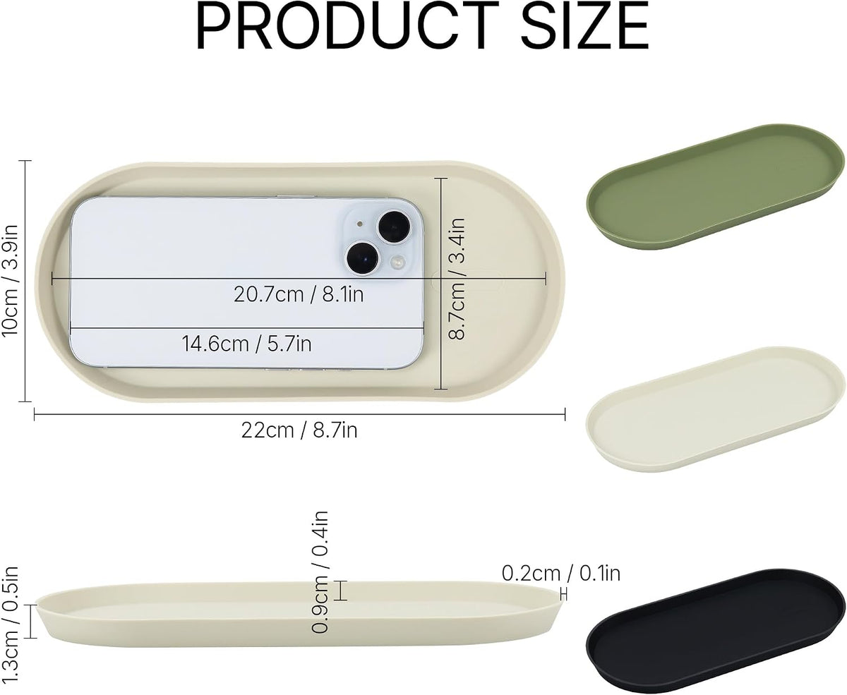 Silicone Vanity Tray, 8.66" x 3.94",Green
