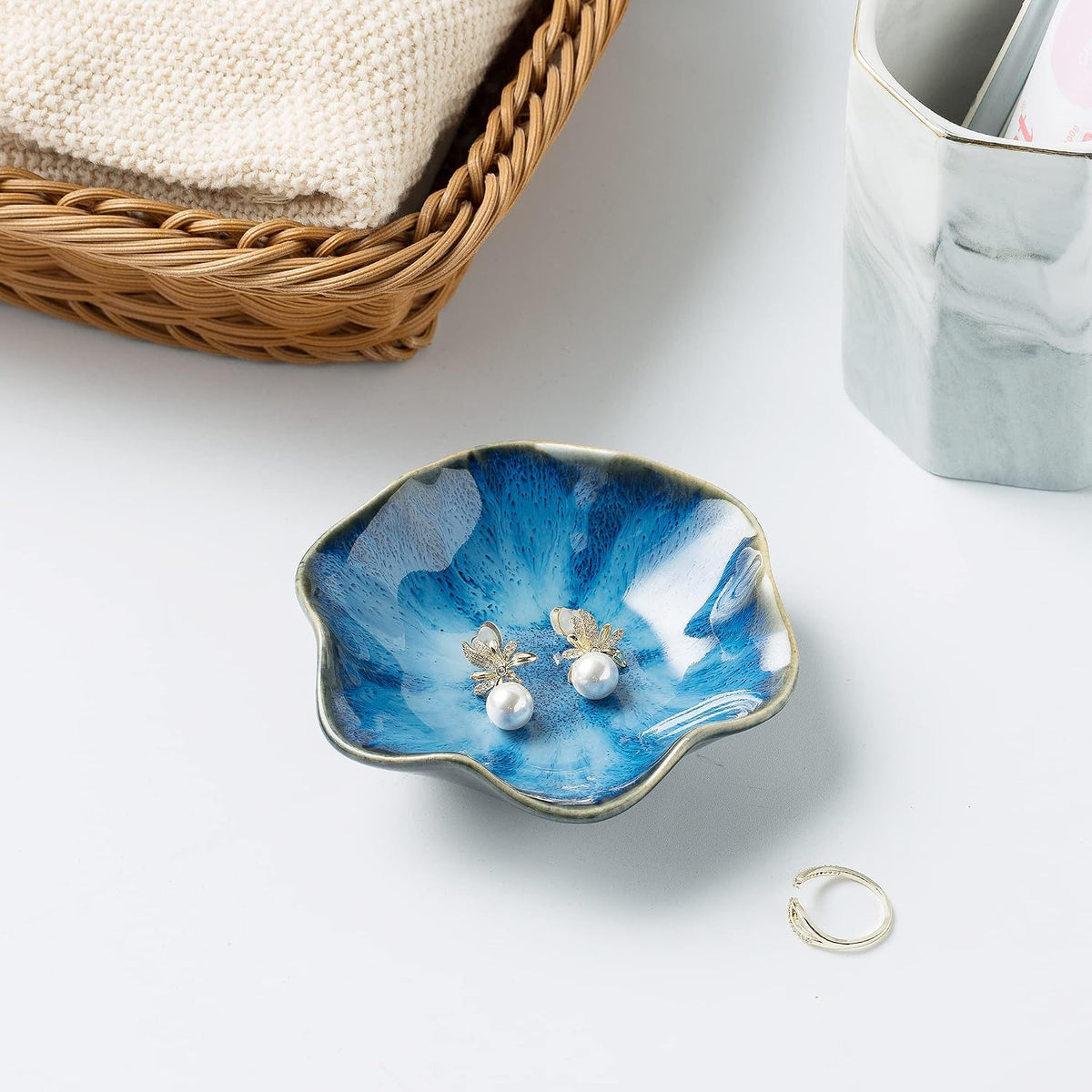 Jewelry Dish Tray, Ring Dish, Ceramic Trinket Tray, Key Bowl