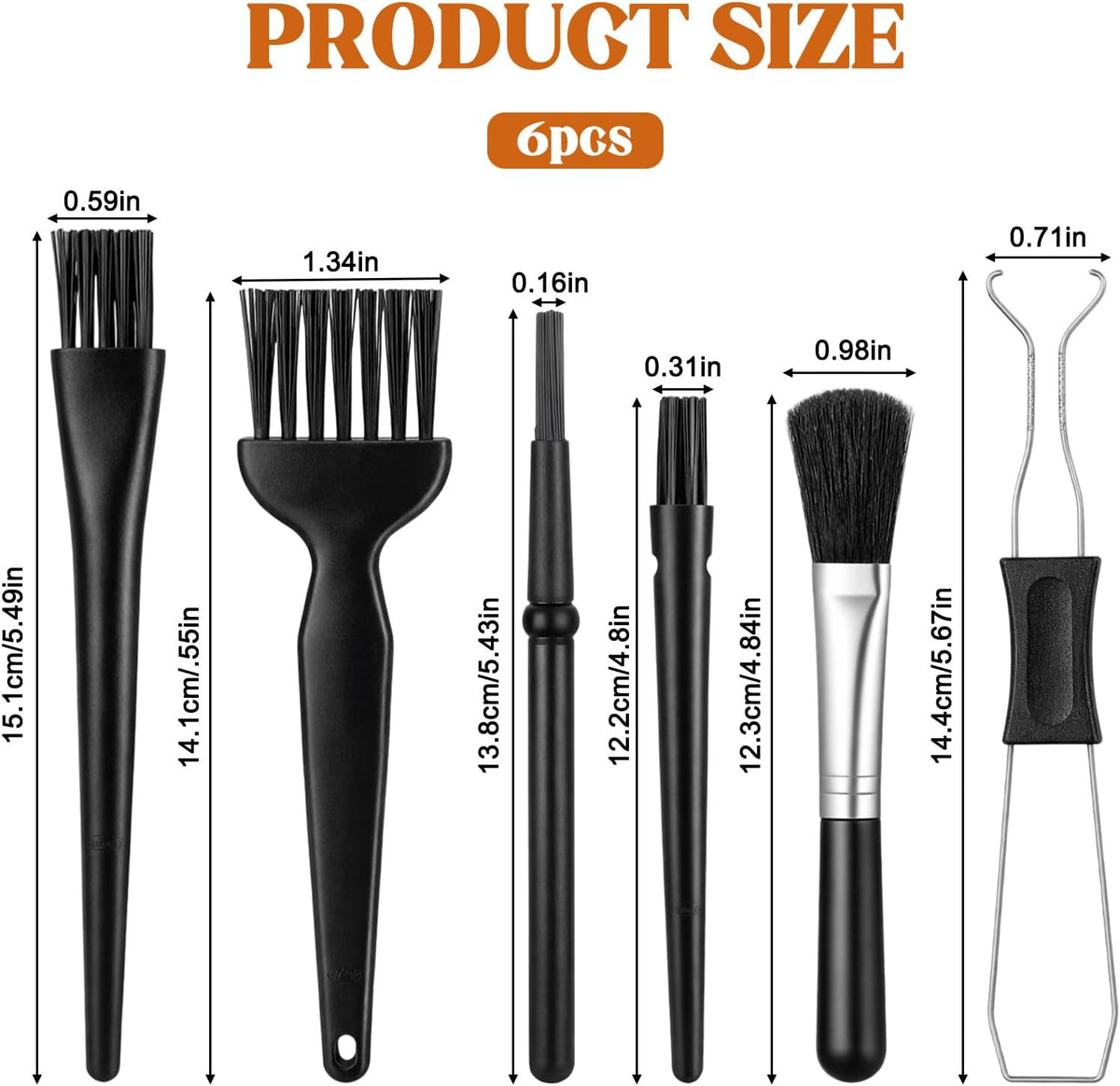 6Pcs Mini Keyboard Cleaning Brushes Kit, with Keycap Puller & Switch Puller PP Handle Nylon Anti Static Cleaning Brush for Computer Keyboard Motherboard Camera Small Space