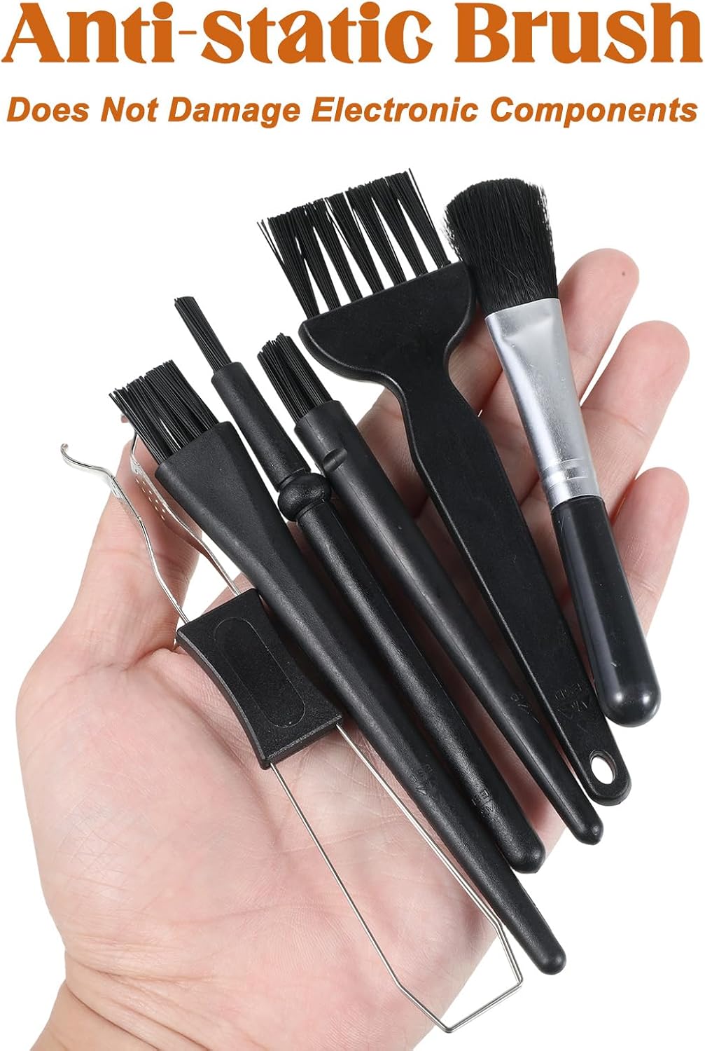 6Pcs Mini Keyboard Cleaning Brushes Kit, with Keycap Puller & Switch Puller PP Handle Nylon Anti Static Cleaning Brush for Computer Keyboard Motherboard Camera Small Space
