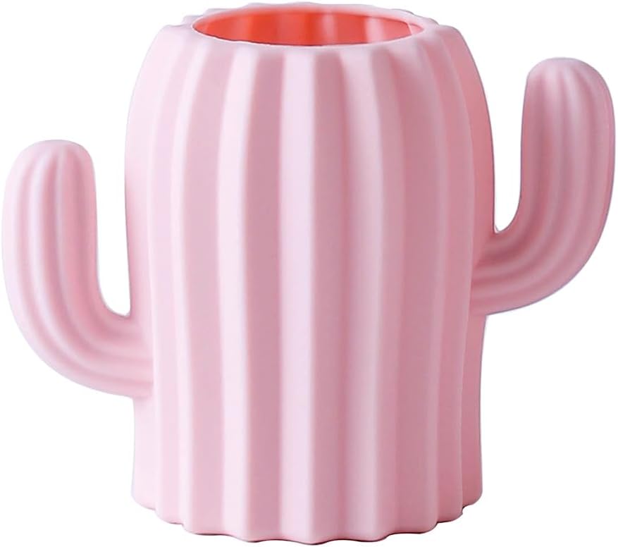 Silicone Pen Holder Cactus Cute Pencil Holder Cup Pot for Desk for Kids Office Decor Desk Organizer Makeup brush Holder Toothbrush Holder (Green)