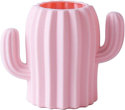 Silicone Pen Holder Cactus Cute Pencil Holder Cup Pot for Desk for Kids Office Decor Desk Organizer Makeup brush Holder Toothbrush Holder (Green)