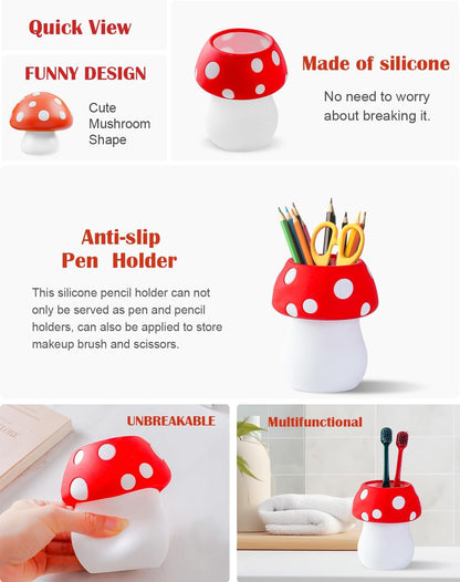 Silicone Pen Holder Cactus Cute Pencil Holder Cup Pot for Desk for Kids Office Decor Desk Organizer Makeup brush Holder Toothbrush Holder (Green)
