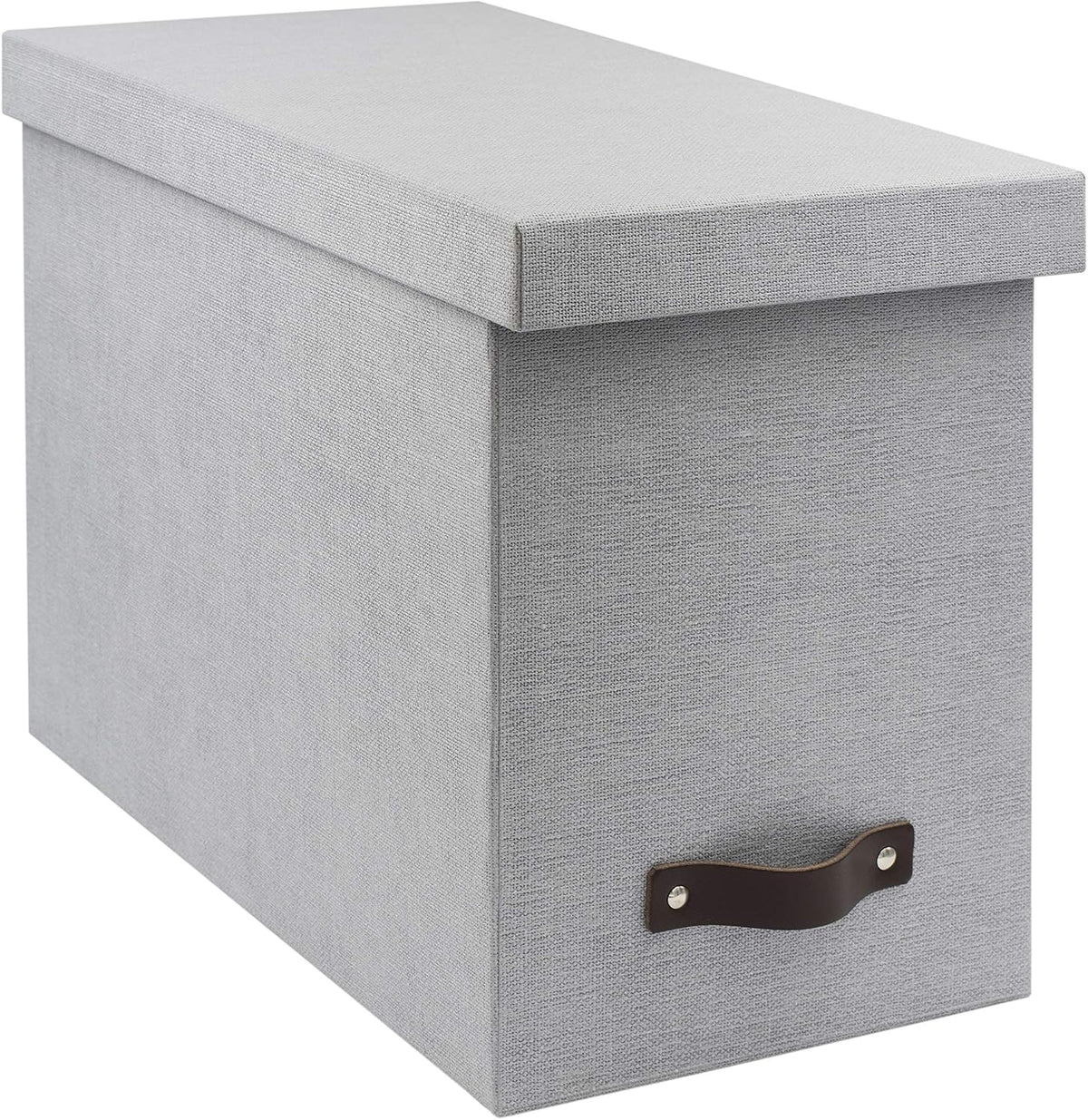 John Desktop File Box - Storage Solution and Document Organizer for Important Paperwork - Durable Hanging File Box with a Lid and Leather Handle - 7.36 in x 13.26 in x 10.51 in - Ash
