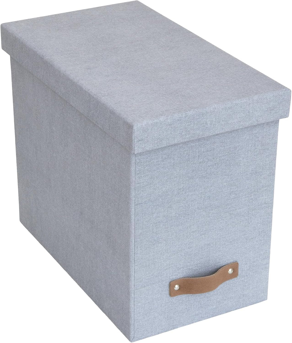 John Desktop File Box - Storage Solution and Document Organizer for Important Paperwork - Durable Hanging File Box with a Lid and Leather Handle - 7.36 in x 13.26 in x 10.51 in - Ash