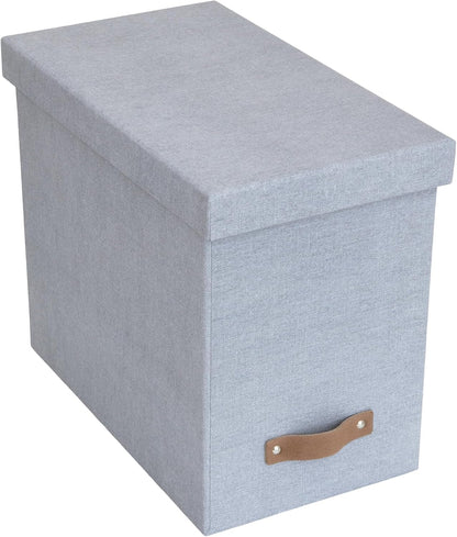 John Desktop File Box - Storage Solution and Document Organizer for Important Paperwork - Durable Hanging File Box with a Lid and Leather Handle - 7.36 in x 13.26 in x 10.51 in - Ash