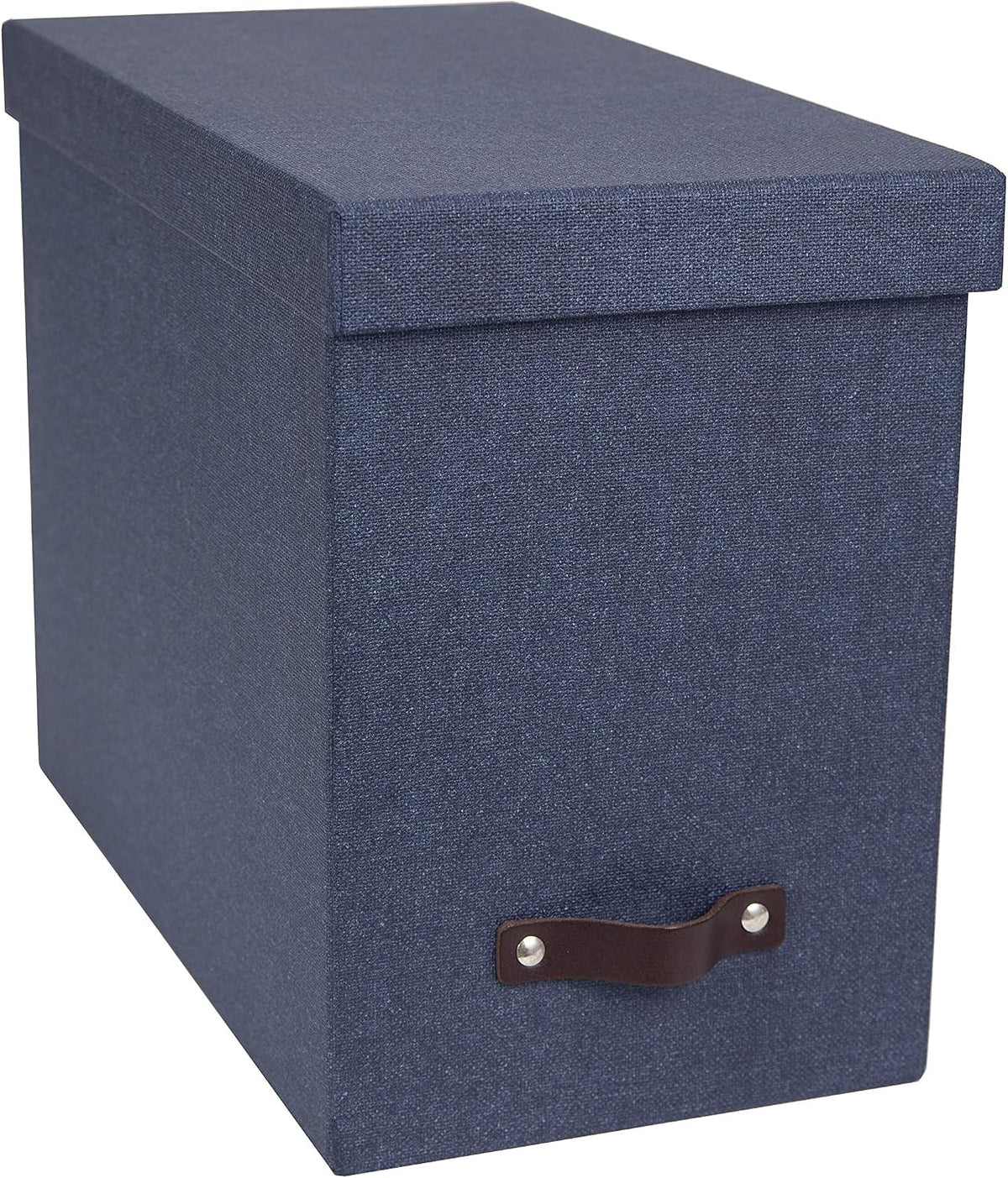 John Desktop File Box - Storage Solution and Document Organizer for Important Paperwork - Durable Hanging File Box with a Lid and Leather Handle - 7.36 in x 13.26 in x 10.51 in - Ash