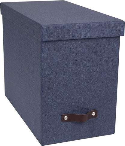 John Desktop File Box - Storage Solution and Document Organizer for Important Paperwork - Durable Hanging File Box with a Lid and Leather Handle - 7.36 in x 13.26 in x 10.51 in - Ash