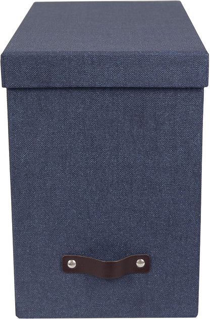 John Desktop File Box - Storage Solution and Document Organizer for Important Paperwork - Durable Hanging File Box with a Lid and Leather Handle - 7.36 in x 13.26 in x 10.51 in - Ash