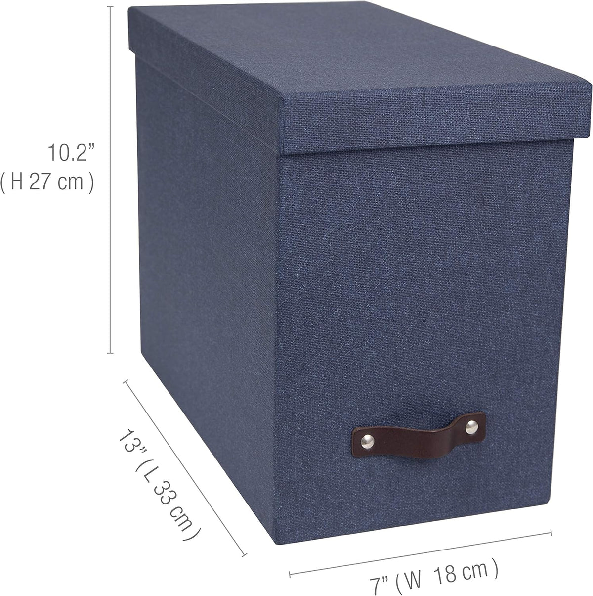 John Desktop File Box - Storage Solution and Document Organizer for Important Paperwork - Durable Hanging File Box with a Lid and Leather Handle - 7.36 in x 13.26 in x 10.51 in - Ash