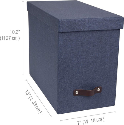 John Desktop File Box - Storage Solution and Document Organizer for Important Paperwork - Durable Hanging File Box with a Lid and Leather Handle - 7.36 in x 13.26 in x 10.51 in - Ash
