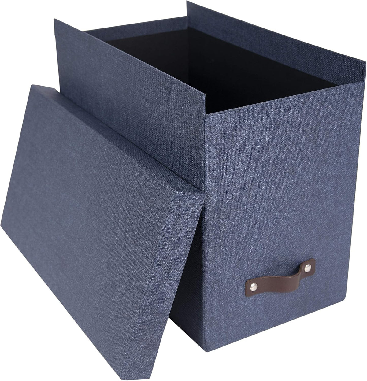 John Desktop File Box - Storage Solution and Document Organizer for Important Paperwork - Durable Hanging File Box with a Lid and Leather Handle - 7.36 in x 13.26 in x 10.51 in - Ash