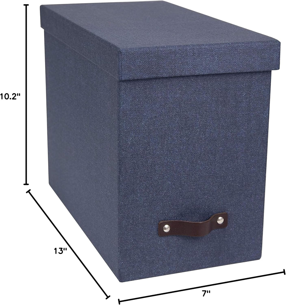 John Desktop File Box - Storage Solution and Document Organizer for Important Paperwork - Durable Hanging File Box with a Lid and Leather Handle - 7.36 in x 13.26 in x 10.51 in - Ash