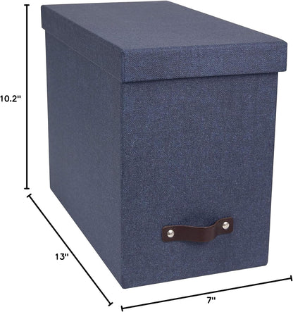 John Desktop File Box - Storage Solution and Document Organizer for Important Paperwork - Durable Hanging File Box with a Lid and Leather Handle - 7.36 in x 13.26 in x 10.51 in - Ash