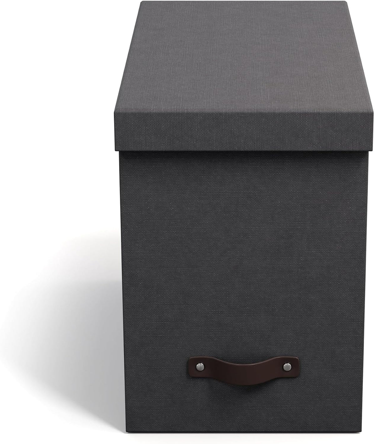 John Desktop File Box - Storage Solution and Document Organizer for Important Paperwork - Durable Hanging File Box with a Lid and Leather Handle - 7.36 in x 13.26 in x 10.51 in - Ash