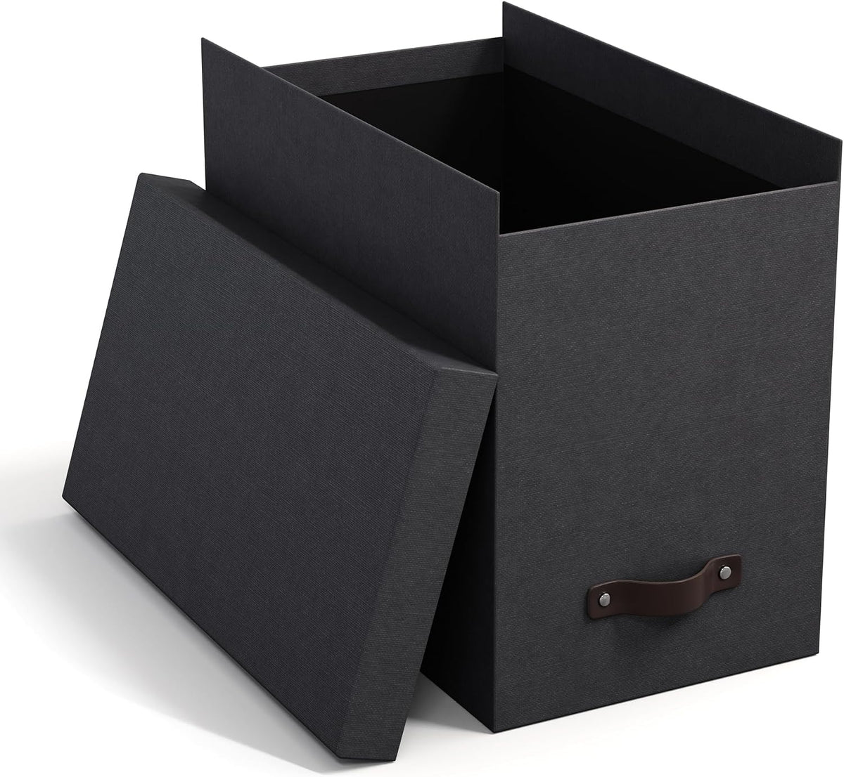John Desktop File Box - Storage Solution and Document Organizer for Important Paperwork - Durable Hanging File Box with a Lid and Leather Handle - 7.36 in x 13.26 in x 10.51 in - Ash