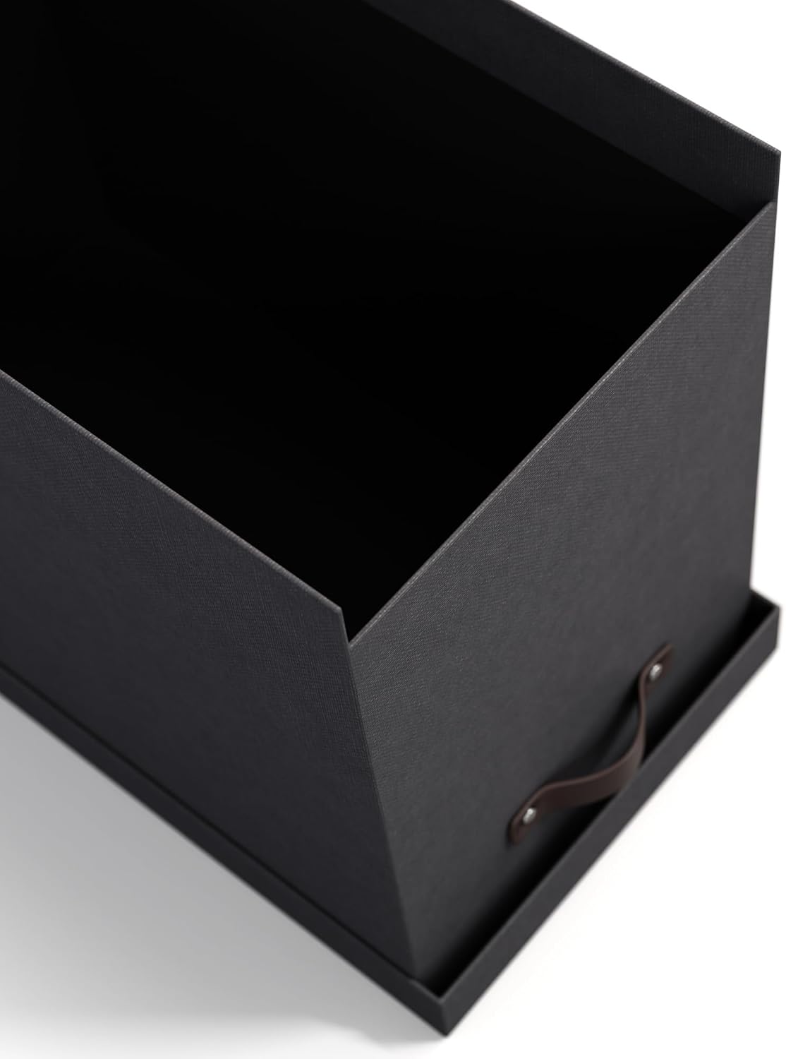 John Desktop File Box - Storage Solution and Document Organizer for Important Paperwork - Durable Hanging File Box with a Lid and Leather Handle - 7.36 in x 13.26 in x 10.51 in - Ash