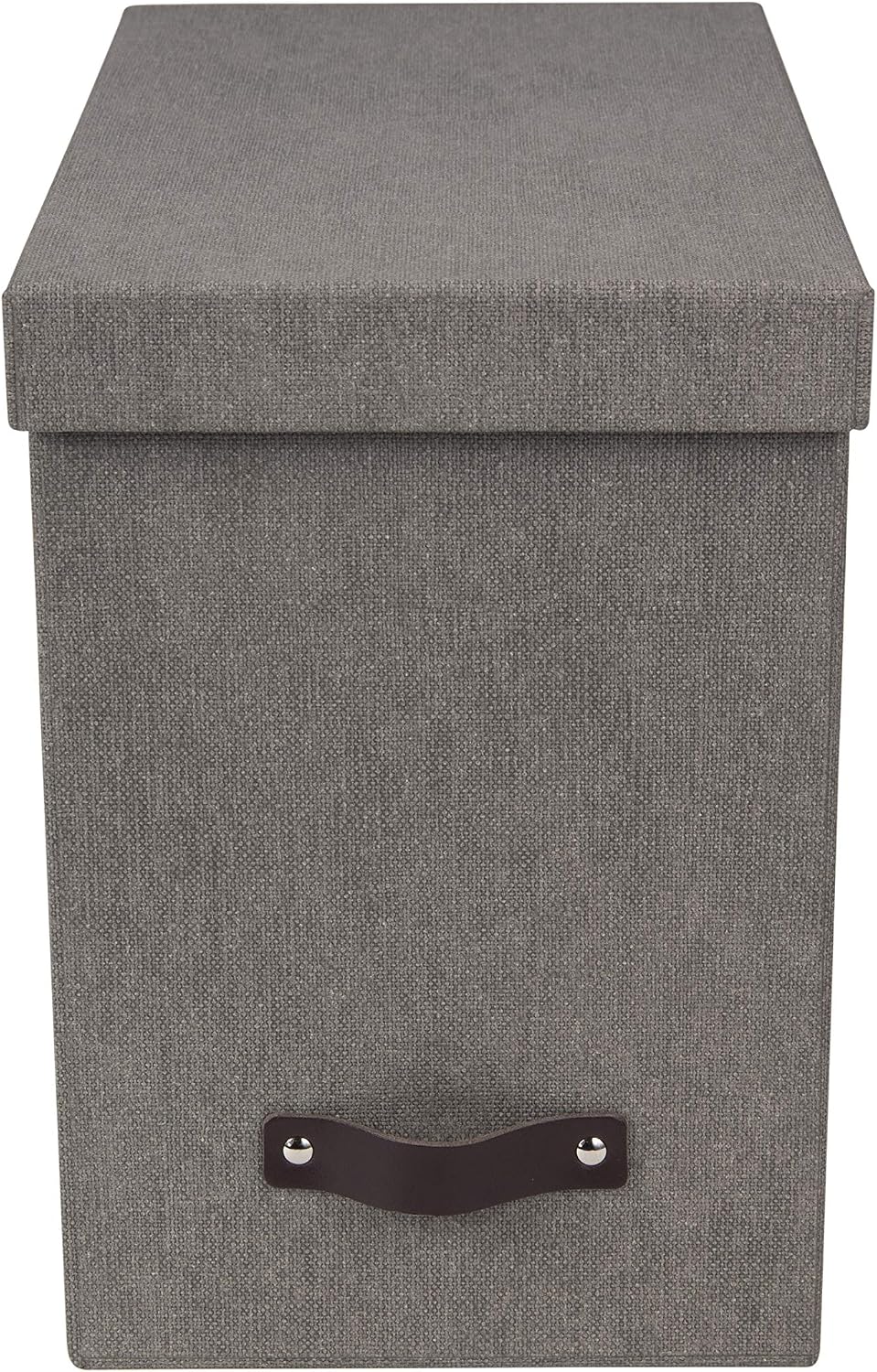 John Desktop File Box - Storage Solution and Document Organizer for Important Paperwork - Durable Hanging File Box with a Lid and Leather Handle - 7.36 in x 13.26 in x 10.51 in - Ash
