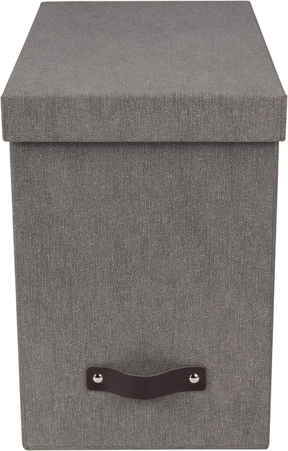 John Desktop File Box - Storage Solution and Document Organizer for Important Paperwork - Durable Hanging File Box with a Lid and Leather Handle - 7.36 in x 13.26 in x 10.51 in - Ash