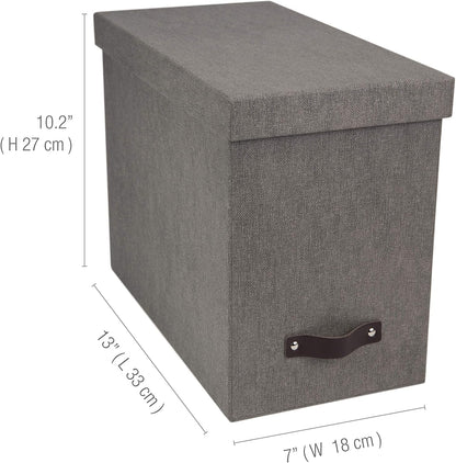 John Desktop File Box - Storage Solution and Document Organizer for Important Paperwork - Durable Hanging File Box with a Lid and Leather Handle - 7.36 in x 13.26 in x 10.51 in - Ash