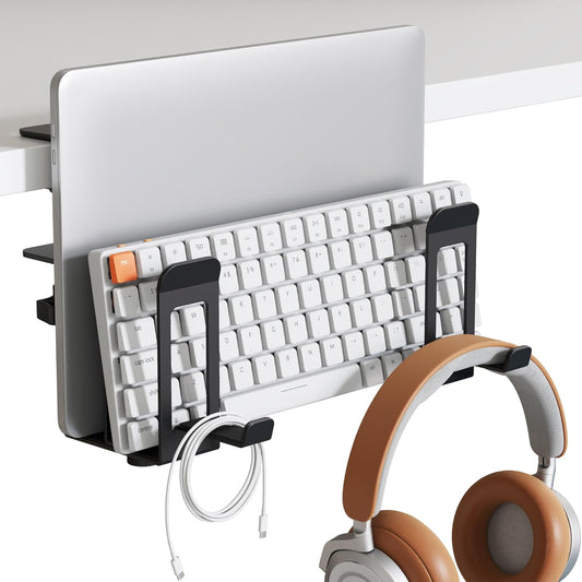 Laptop Stand Vertical, 2-Slot Under Desk Laptop Holder, Black