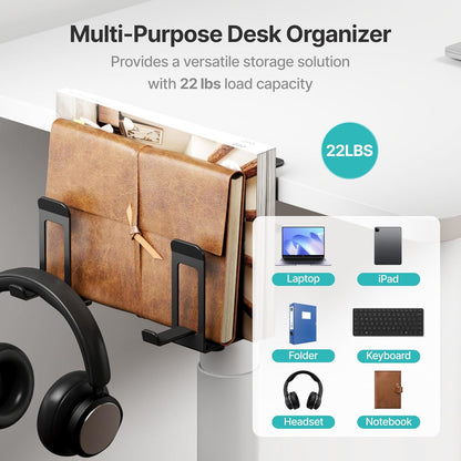 Laptop Stand Vertical, 2-Slot Under Desk Laptop Holder, Black
