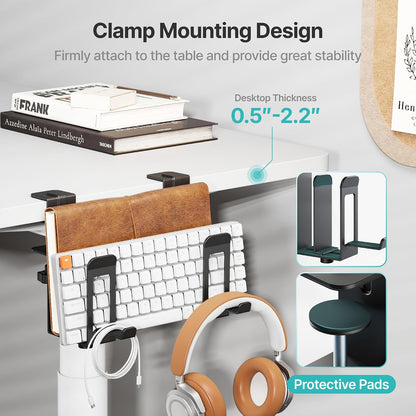 Laptop Stand Vertical, 2-Slot Under Desk Laptop Holder, Black